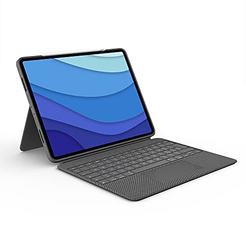 Logitech Combo Touch für iPad Pro 12,9 Zoll (5a, 6. Gen - 2021, 2022) Hülle mit Tastatur, Faltbarer Ständer, Trackpad mit Oberflächenverfolgung, Smart Connector, Italienisch QWERTY - Grau