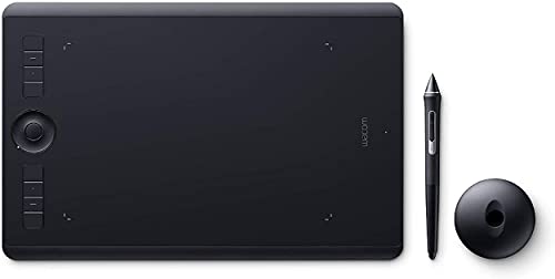 Wacom Intuos Pro M Tableta gráfica con lápiz digital Pro Pen 2 / Tableta digitalizadora para pintura y diseño digital / Portalápices con 10 puntas / Compatible con Windows y MacOS / Negro